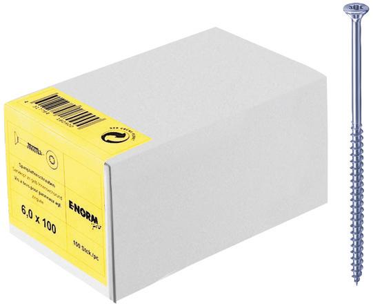 Vis pour panneau aggloméré tête fraisée zn bleu TG PZD 6,0x120/72 HP E-NNORMpro