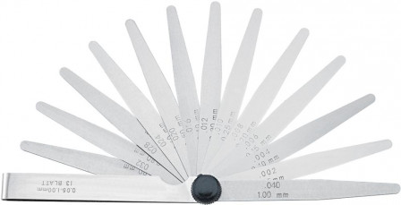 Jauge d'épaisseur de préc ision acier à ressort 0,0 5-1,0mm 20 feuilles 