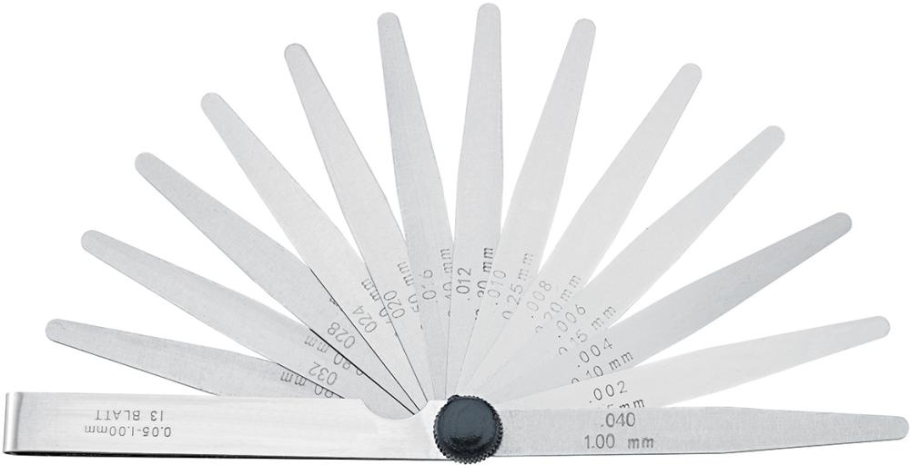 Jauge d'épaisseur de préc ision acier à ressort 0,0 5-1,0mm 20 feuilles 