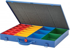 Cloison avec 23 boîtesen plastique interchangeables métal B440xT330xH50mm