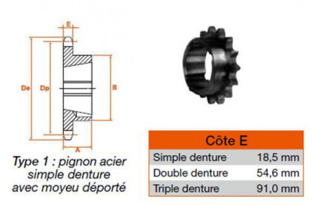 Pignon 12 dents pas 38,10 simple 2012
